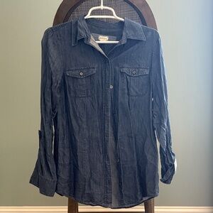 Foxcroft Women’s Blue Denim Button Up Shirt